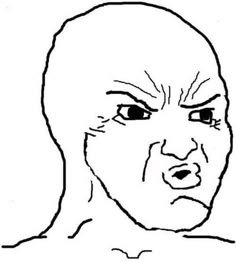 A wojak grimacing with total, quiet fury.