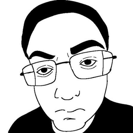 A calm wojak in glasses, at peace, unaware.
